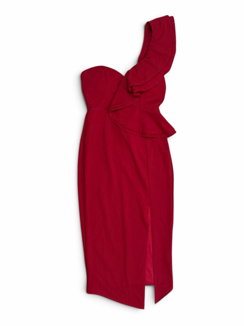 Hello Molly Caruso Burgundy Red One Shoulder Midi Cocktail Dress Small